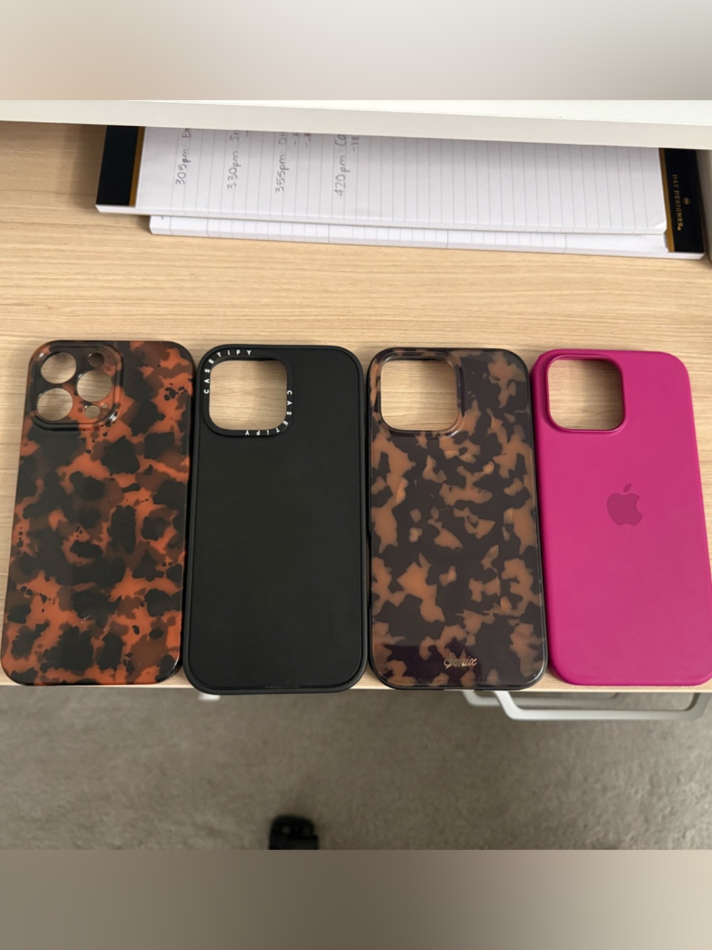 Apple iPhone Case Set - Pink, Black, and Tortoiseshell Styles
